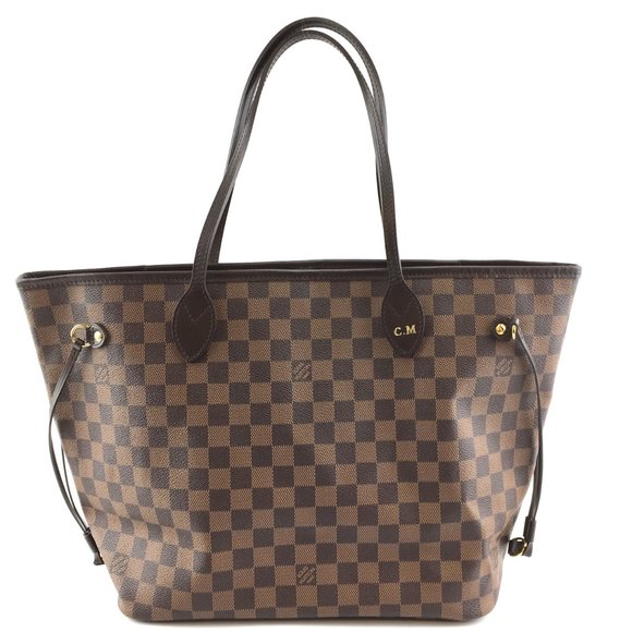 Neverfull Mm Tote Brown Canvas Shoulder Bag - Picture 2 of 8